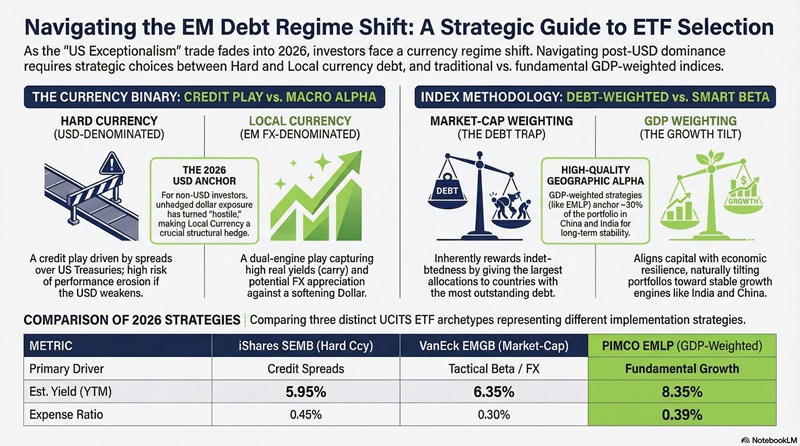 The key aspects to consider when selecting an Emerging Markets Debt ETF